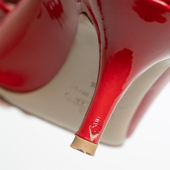 Valentino Garavani Couture Patent Leather Pumps Bow Peep Toe Kitten Heel EU 37.5 - Picture 10 of 14